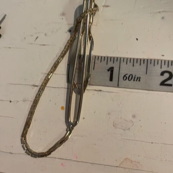 Vintage-1930s-Art Deco Hickok double gold tone tie bar w/Herringbone swag - Picture 13 of 13